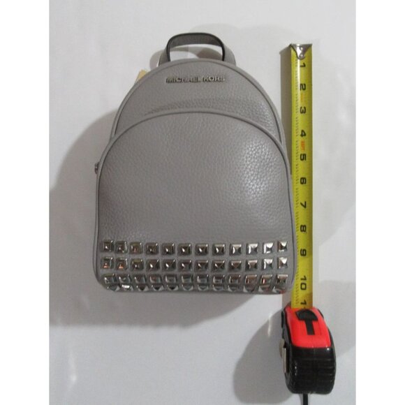 Michael Kors Abbey XS X-Small Pebbled Leather Studded Backpack Pearl Grey NWT - Picture 8 of 8